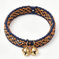 10pcs Navy Blue and Orange Woven Lattice Bracelet with Gold Bells