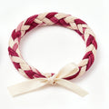 10pcs Burgundy and Cream Braided Fabric Bracelet with Satin Bow