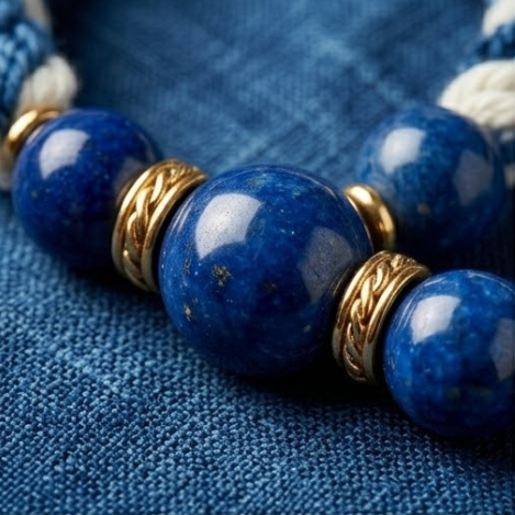 10pcs Blue and White Nautical Twisted Rope Bracelet with Stone Beads