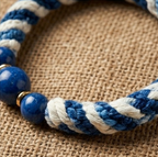 10pcs Blue and White Nautical Twisted Rope Bracelet with Stone Beads