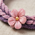 10pcs Purple and Pink Plush Braided Bracelet with Floral Accent