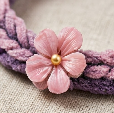 10pcs Purple and Pink Plush Braided Bracelet with Floral Accent