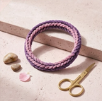 10pcs Purple and Pink Plush Braided Bracelet with Floral Accent