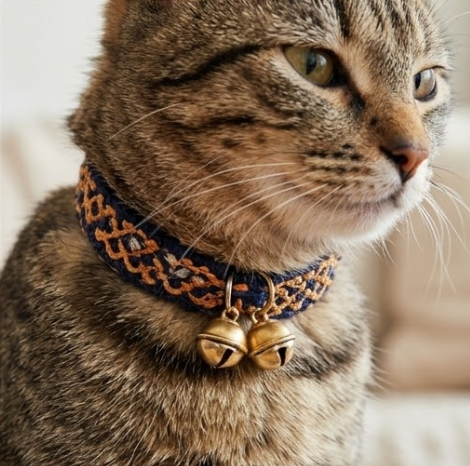 10pcs Navy Blue and Orange Woven Lattice Bracelet with Gold Bells