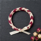 10pcs Burgundy and Cream Braided Fabric Bracelet with Satin Bow