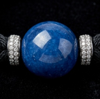 10pcs Black Woven Rope Bracelet with Blue Stone and Rhinestone Accents