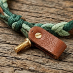 10pcs Earthy Green and Brown Braided Cord Bracelet with Polished Stone Centerpiece