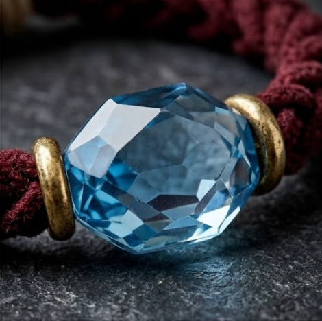 10pcs Burgundy Braided Cord Bracelet with Faceted Blue Crystal