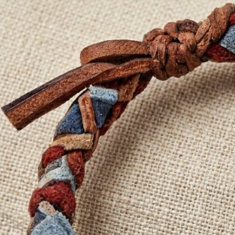 10pcs Rustic Braided Leather Bracelet with Red Stone Beads