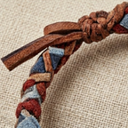 10pcs Rustic Braided Leather Bracelet with Red Stone Beads