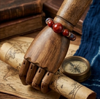 10pcs Rustic Braided Leather Bracelet with Red Stone Beads