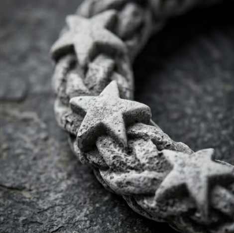 10pcs Frosted Grey Star Braided Bracelet with White Feather Accent