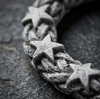 10pcs Frosted Grey Star Braided Bracelet with White Feather Accent