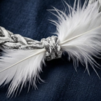 10pcs Frosted Grey Star Braided Bracelet with White Feather Accent