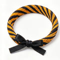 10pcs Orange and Black Tiger Stripe Fabric Bracelet with Black Ribbon Bow