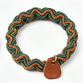10pcs Earthy Green and Brown Wavy Woven Bracelet with Leather Charm
