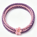 10pcs Purple and Pink Plush Braided Bracelet with Floral Accent