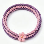 10pcs Purple and Pink Plush Braided Bracelet with Floral Accent