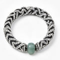 10pcs Black Woven Rhinestone Bracelet with Green Stone Centerpiece