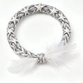 10pcs Frosted Grey Star Braided Bracelet with White Feather Accent