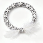 10pcs Frosted Grey Star Braided Bracelet with White Feather Accent